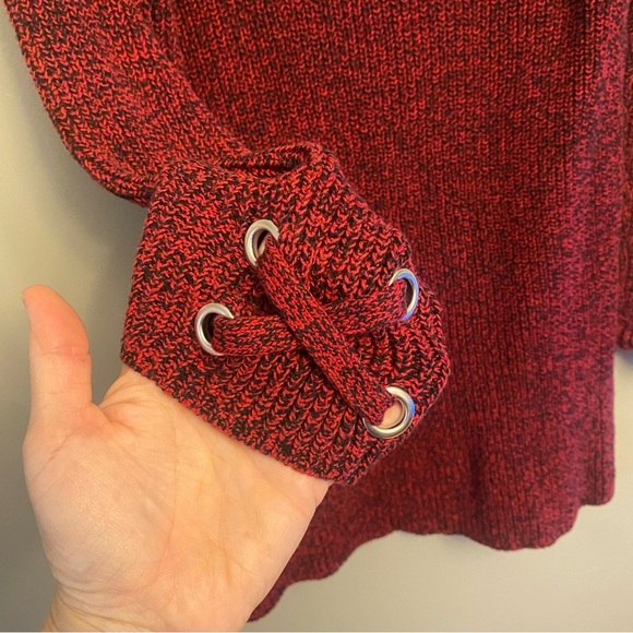Style & Co. Womens Lace-Up Tunic Sweater Red Medium cotton blend - Picture 10 of 12